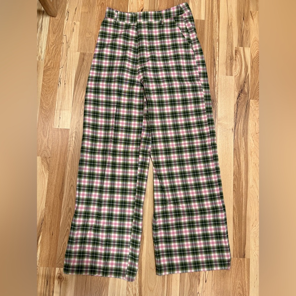Princess Highway Green and Pink Plaid Trouser Pants